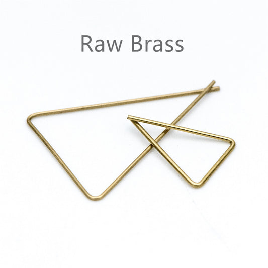 50pcs Raw Brass Earring Hooks, Triangle Threader Earrings, Geometric Ear Wire Findings Wholesale (RB-134)