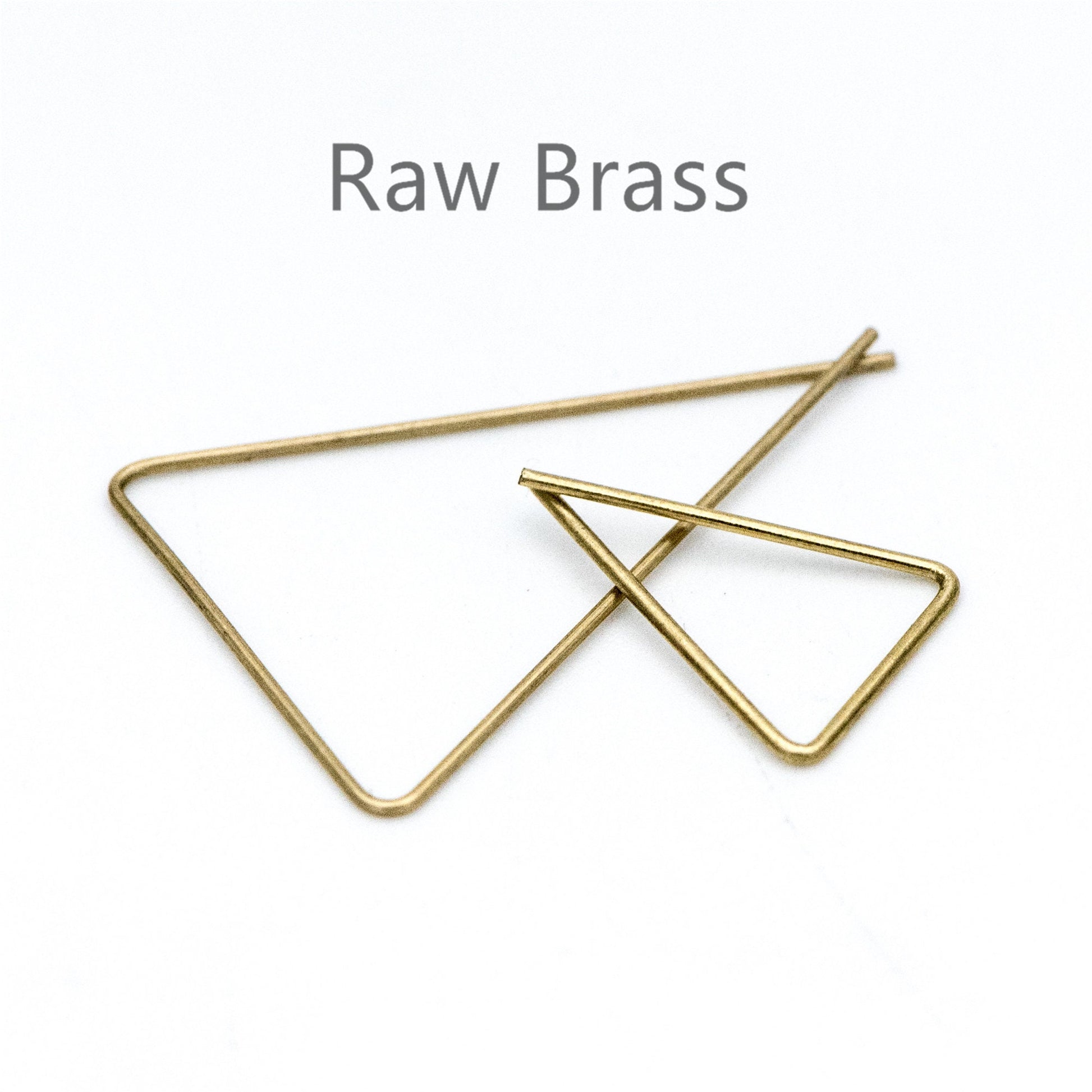 50pcs Raw Brass Earring Hooks, Triangle Threader Earrings, Geometric Ear Wire Findings Wholesale (RB-134)