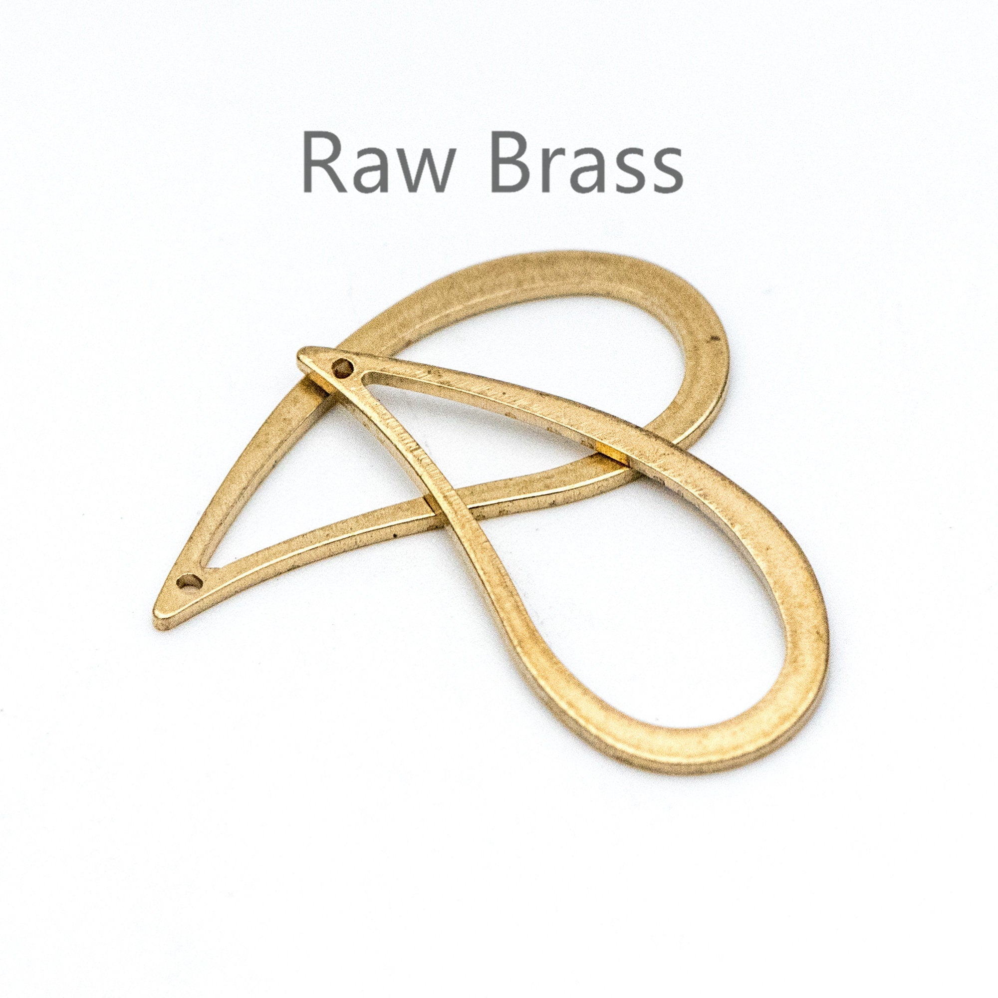 20pcs Raw Brass Link Pendants 29x13mm, Geometric Teardrop Hoop Charms (RB-121)