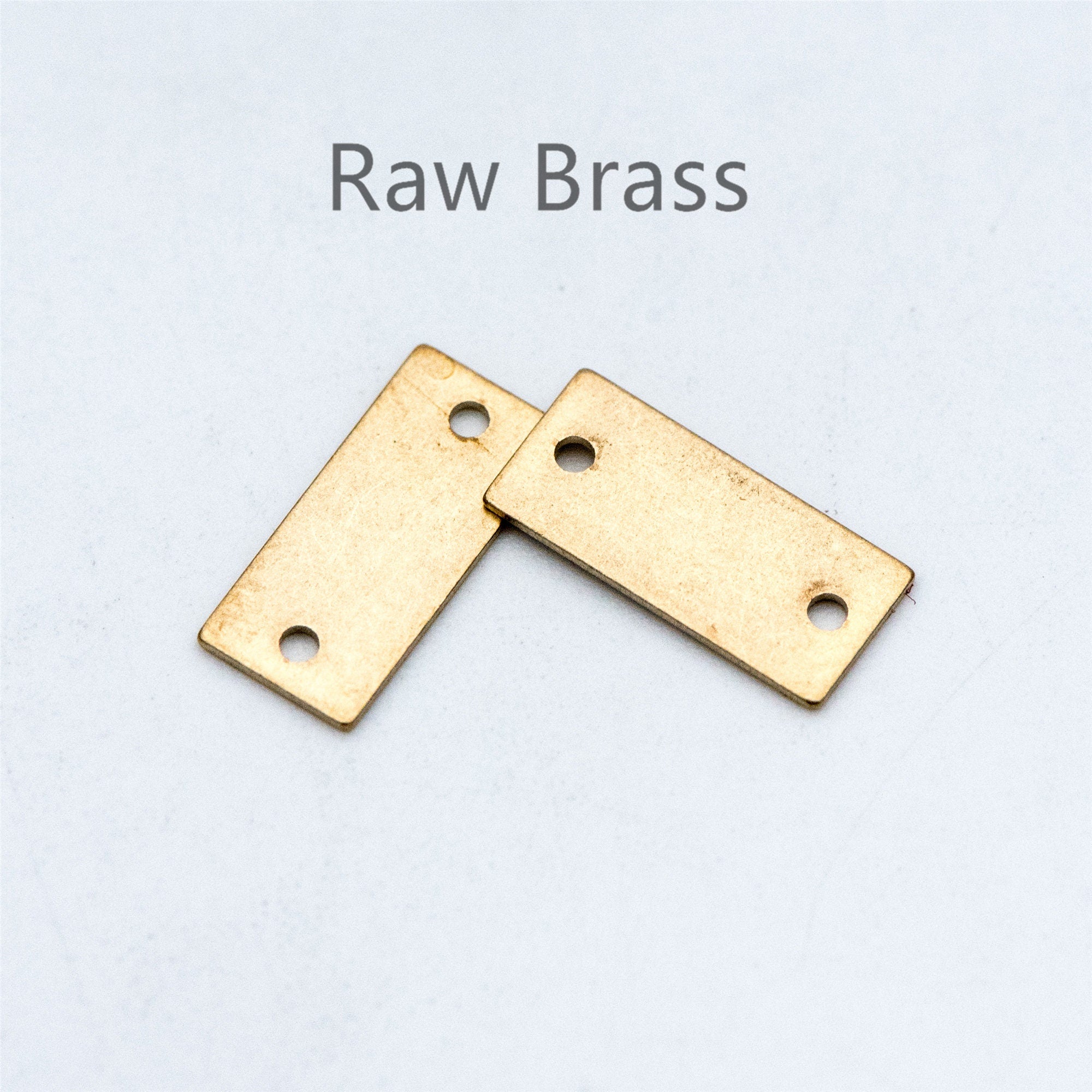20pcs Raw Brass Charm Connectors 12mm, Solid Brass Rectangle Pendants Wholesale (RB-116)