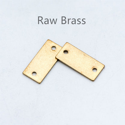 20pcs Raw Brass Charm Connectors 12mm, Solid Brass Rectangle Pendants Wholesale (RB-116)
