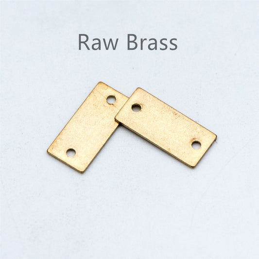 20pcs Raw Brass Charm Connectors 12mm, Solid Brass Rectangle Pendants Wholesale (RB-116)