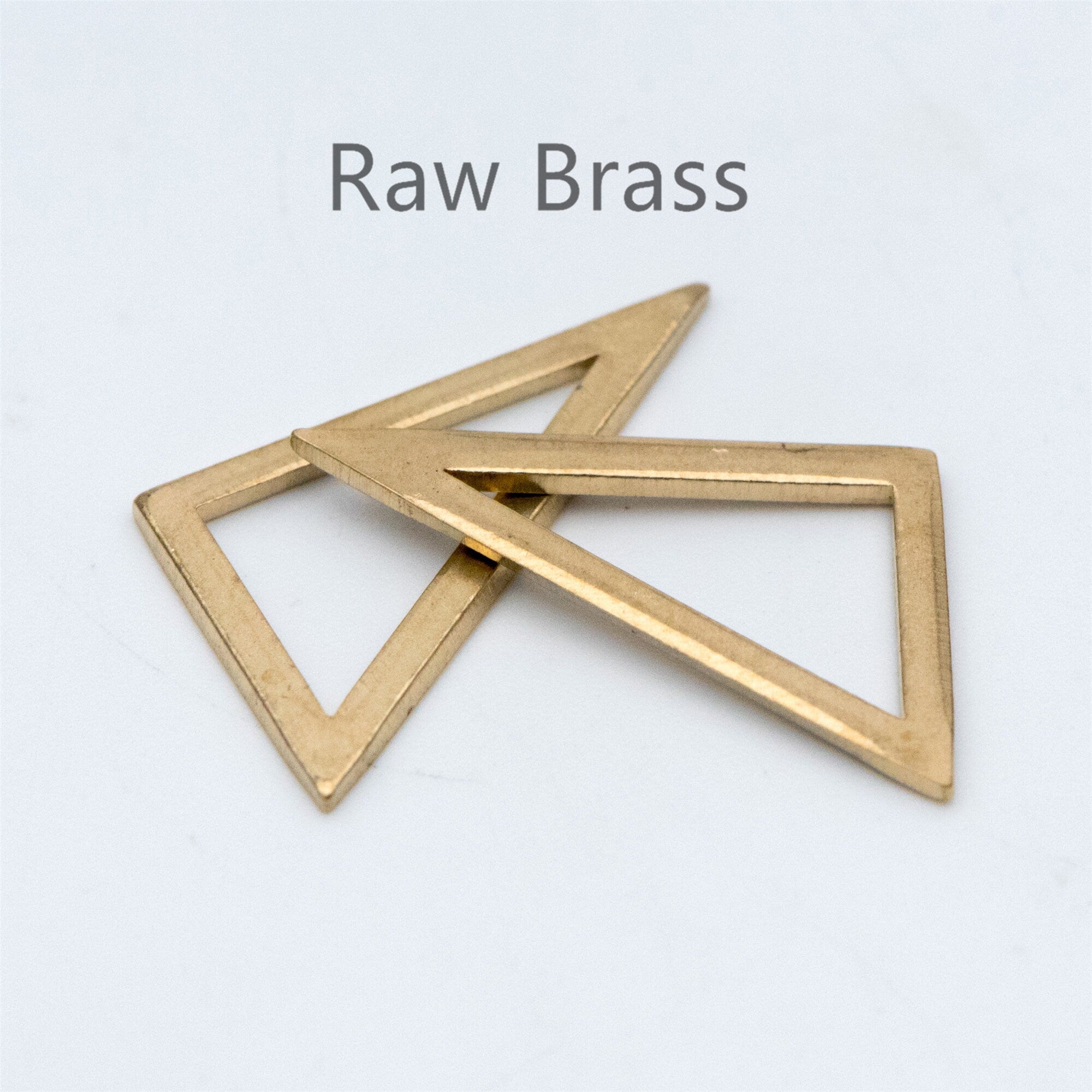 20pcs Raw Brass Triangle Pendants 22x15mm, Geometric Link Charms (RB-115)