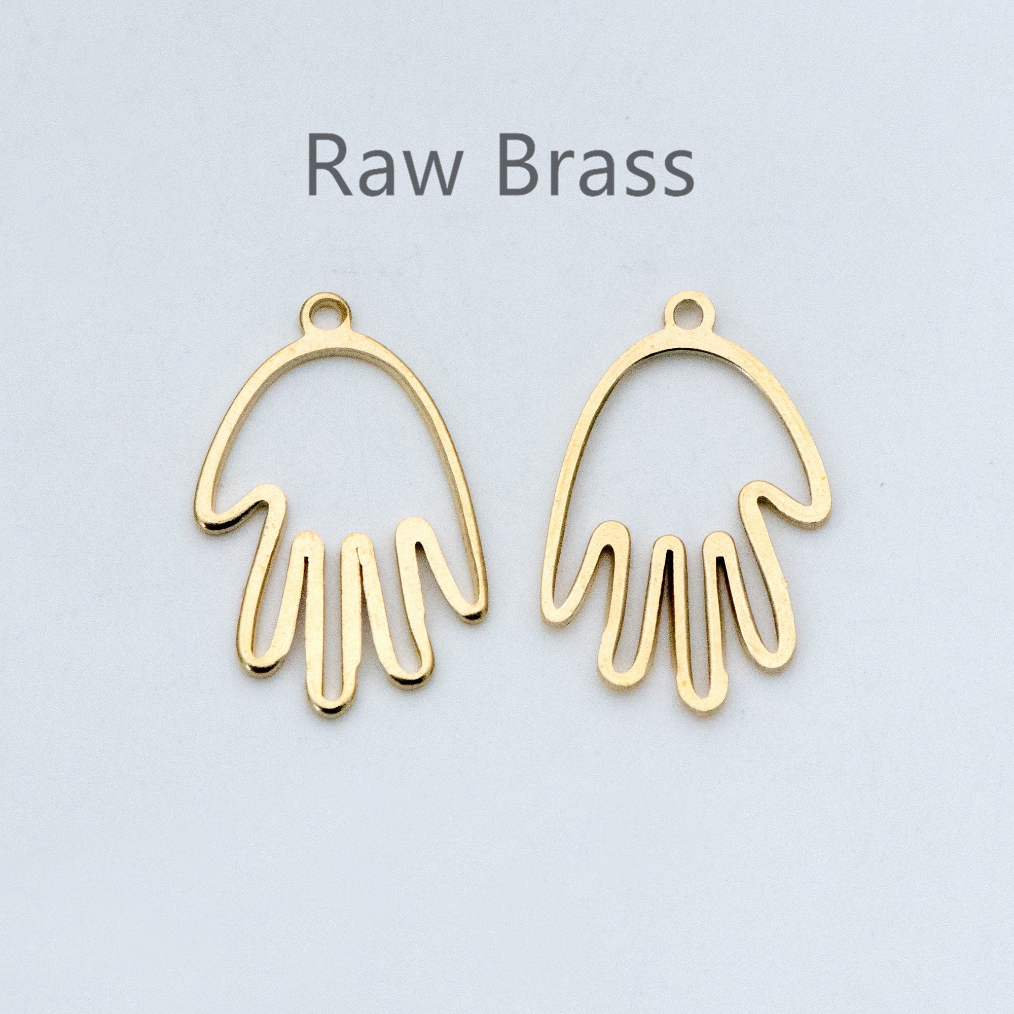 20pcs Raw Brass Hand Charm 20x14mm, Yellow Brass Gesture Pendants, Brass Findings Wholesale (RB-145)