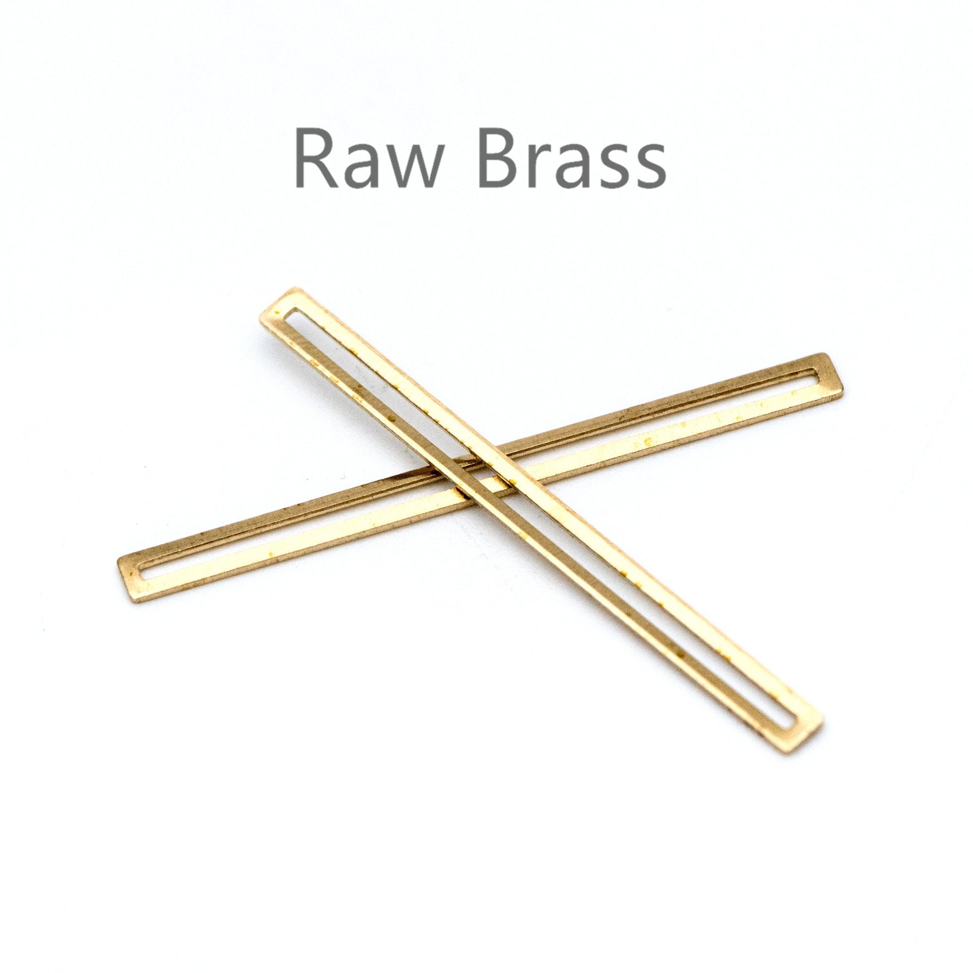 20pcs Raw Brass Bar Charm Connectors 40x3mm, Geometric Long Link Pendants (RB-113)