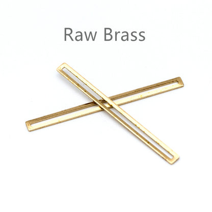 20pcs Raw Brass Bar Charm Connectors 40x3mm, Geometric Long Link Pendants (RB-113)