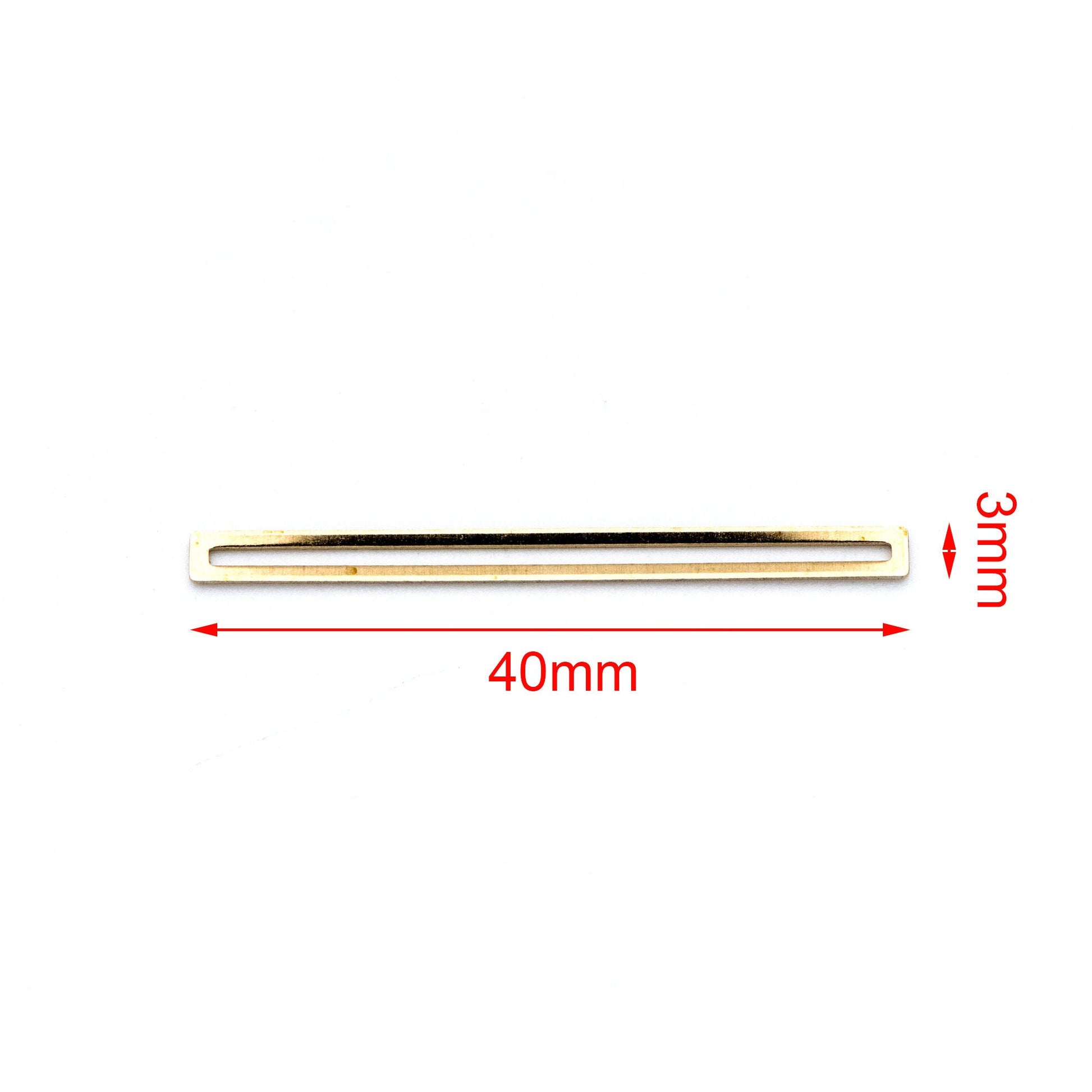 20pcs Raw Brass Bar Charm Connectors 40x3mm, Geometric Long Link Pendants (RB-113)