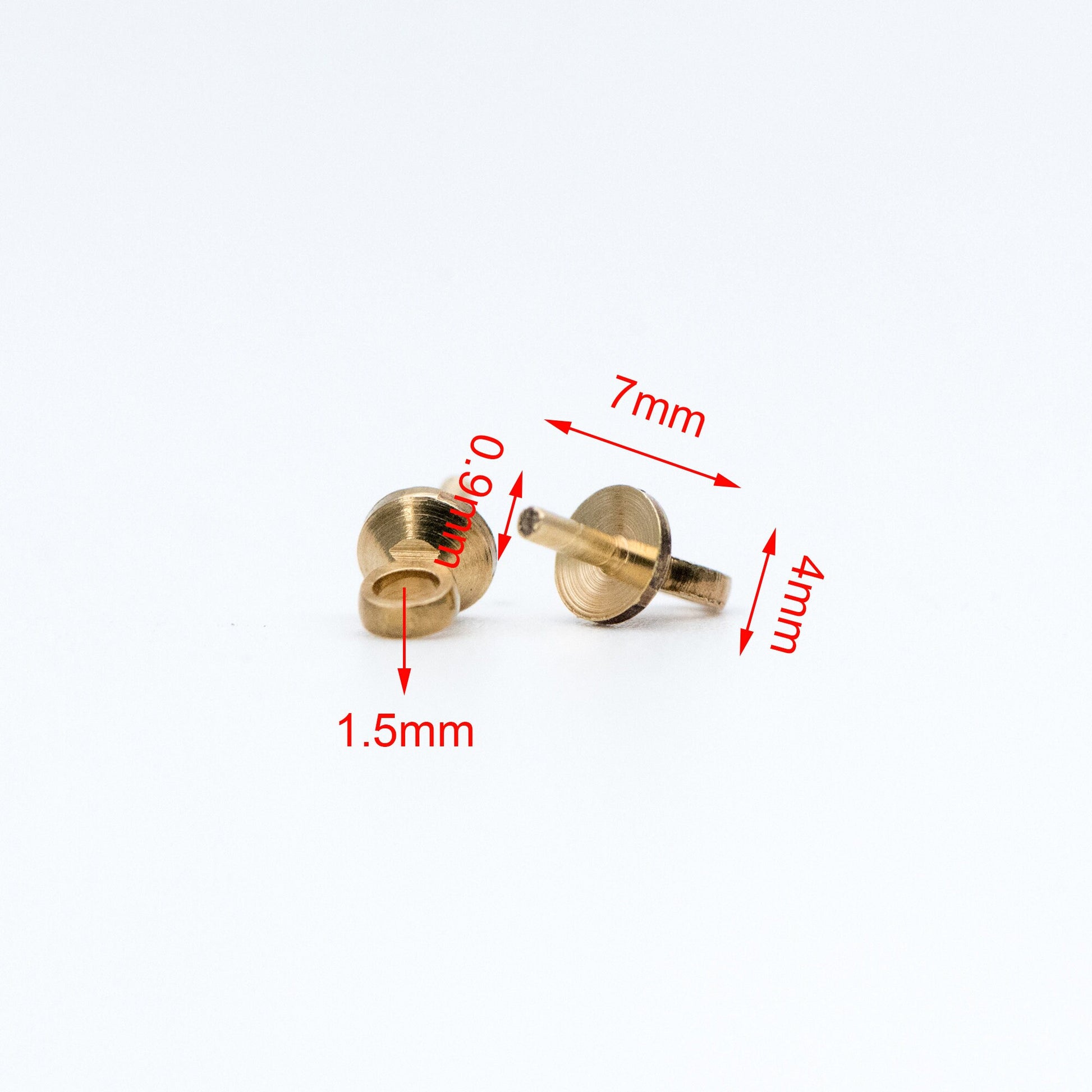 20pcs Raw Brass Peg Bail For Half Drilled Pearls Or Stones, 3/ 4/ 5/ 6/ 8mm Cup Multi Size (RB-173)