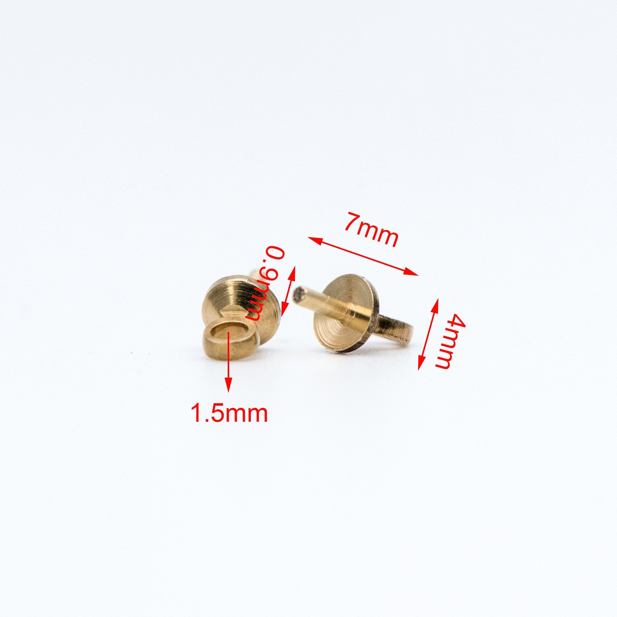 20pcs Raw Brass Peg Bail For Half Drilled Pearls Or Stones, 3/ 4/ 5/ 6/ 8mm Cup Multi Size (RB-173)