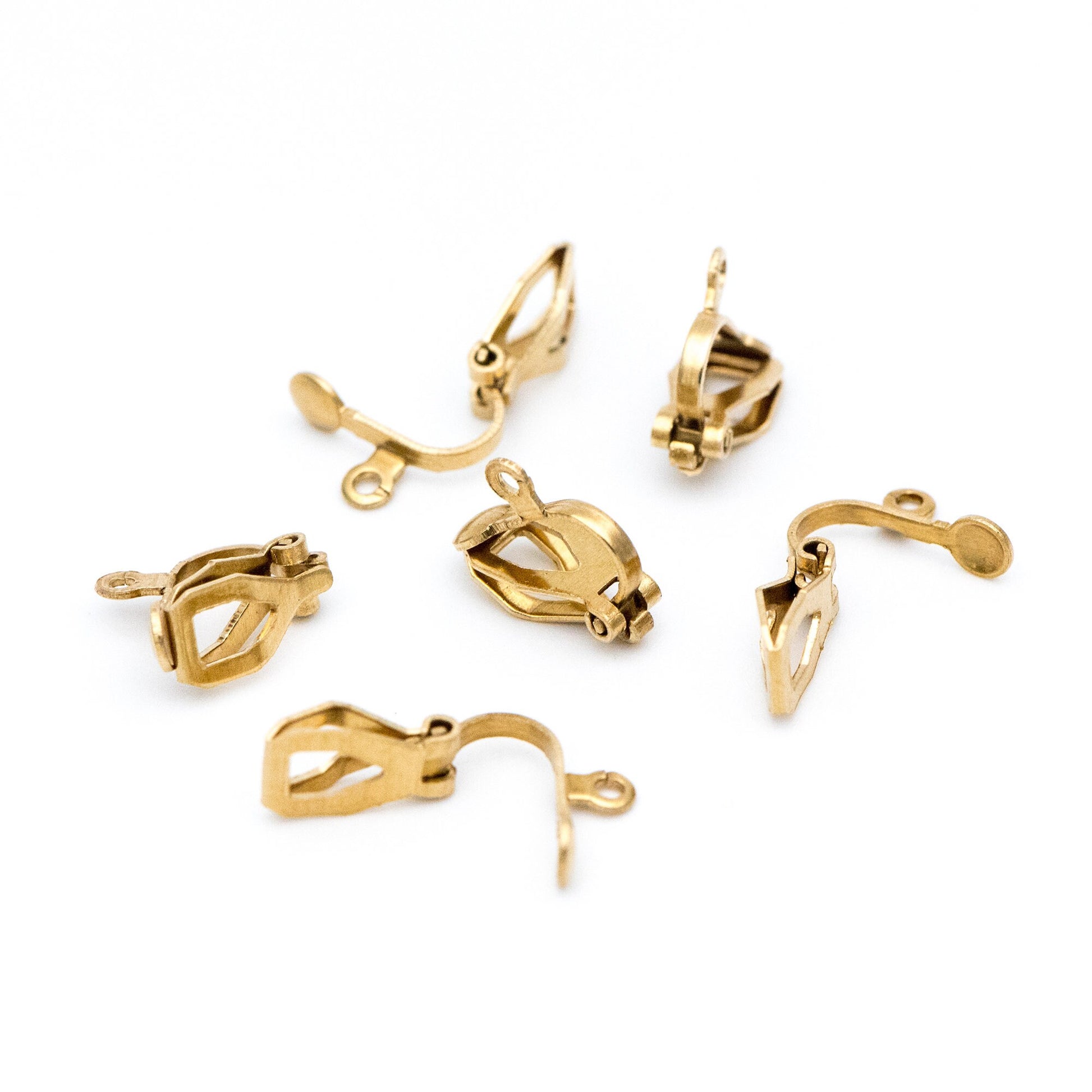 20pcs Raw Brass Clip-on Earrings, Adjustable Clip On Ear Wire, Brass Findings Wholesale (RB-175)