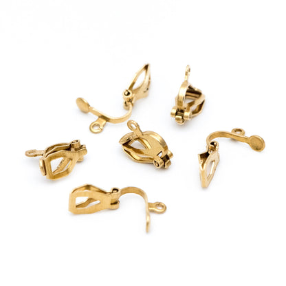 20pcs Raw Brass Clip-on Earrings, Adjustable Clip On Ear Wire, Brass Findings Wholesale (RB-175)