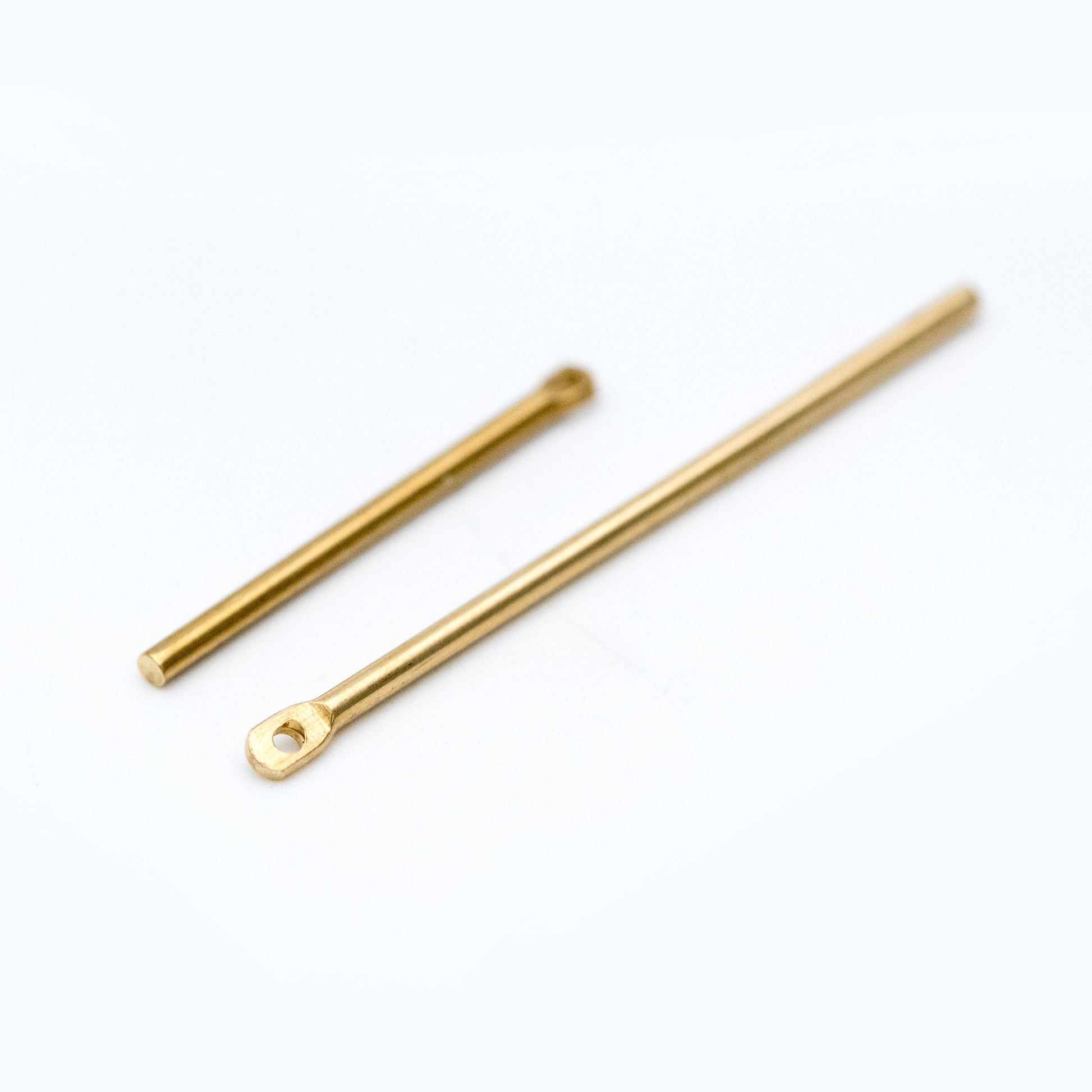 50pcs Raw Brass Bar Pendant, Yellow Brass Tube Charms Wholesale, 15-50mm Long by 1.5mm Thick, Multi Size (RB-177)
