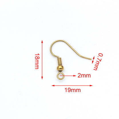 100pcs Raw Brass Earring Hooks, Ear Wire Findings Wholesale (RB-179)