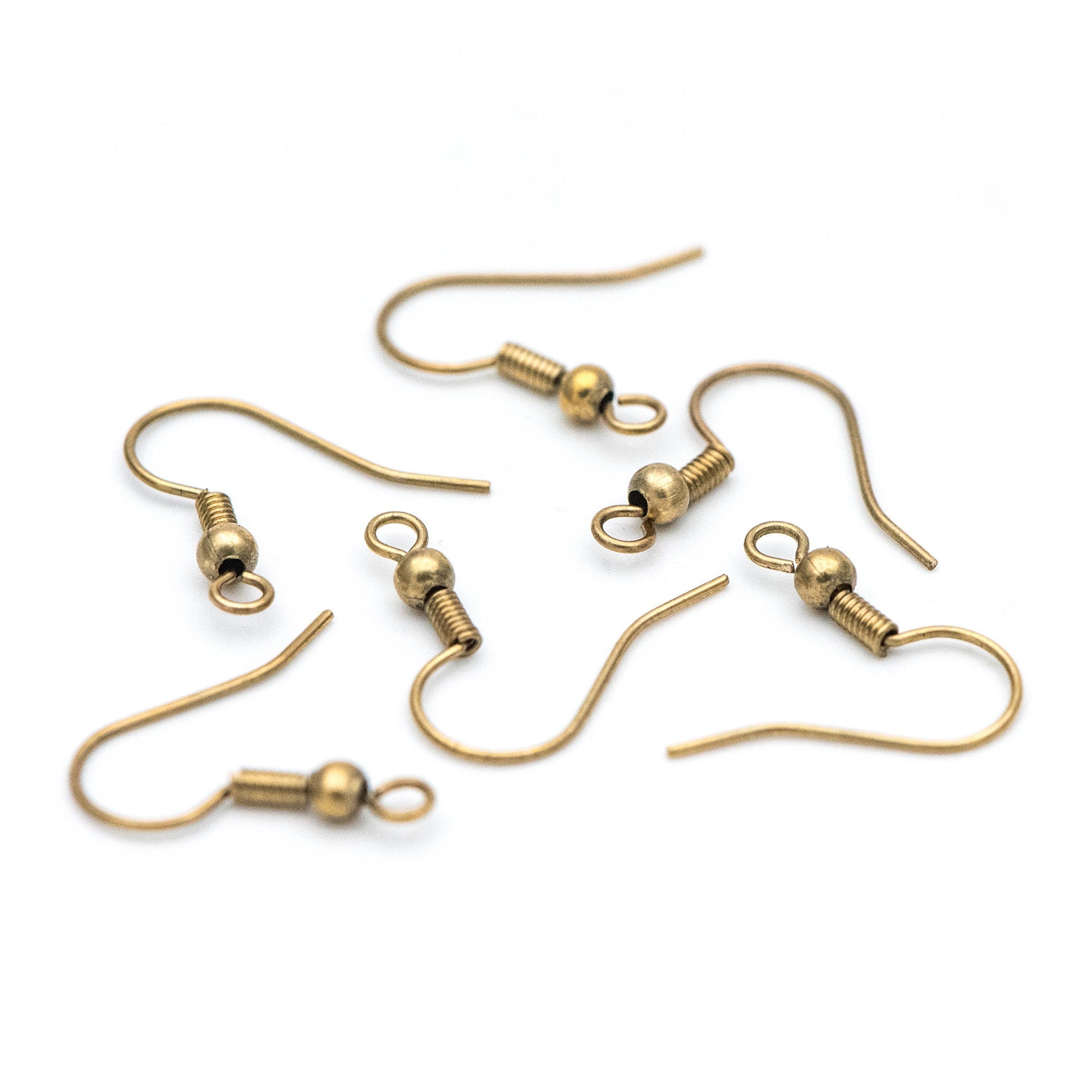 100pcs Raw Brass Earring Hooks, Ear Wire Findings Wholesale (RB-179)
