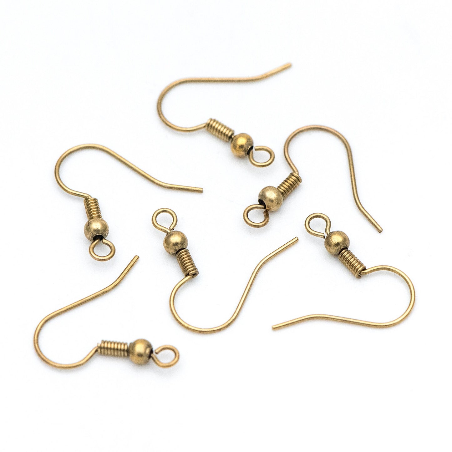 100pcs Raw Brass Earring Hooks, Ear Wire Findings Wholesale (RB-179)