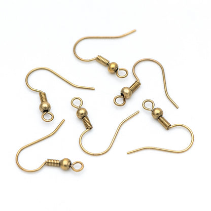 100pcs Raw Brass Earring Hooks, Ear Wire Findings Wholesale (RB-179)