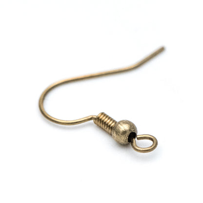 100pcs Raw Brass Earring Hooks, Ear Wire Findings Wholesale (RB-179)