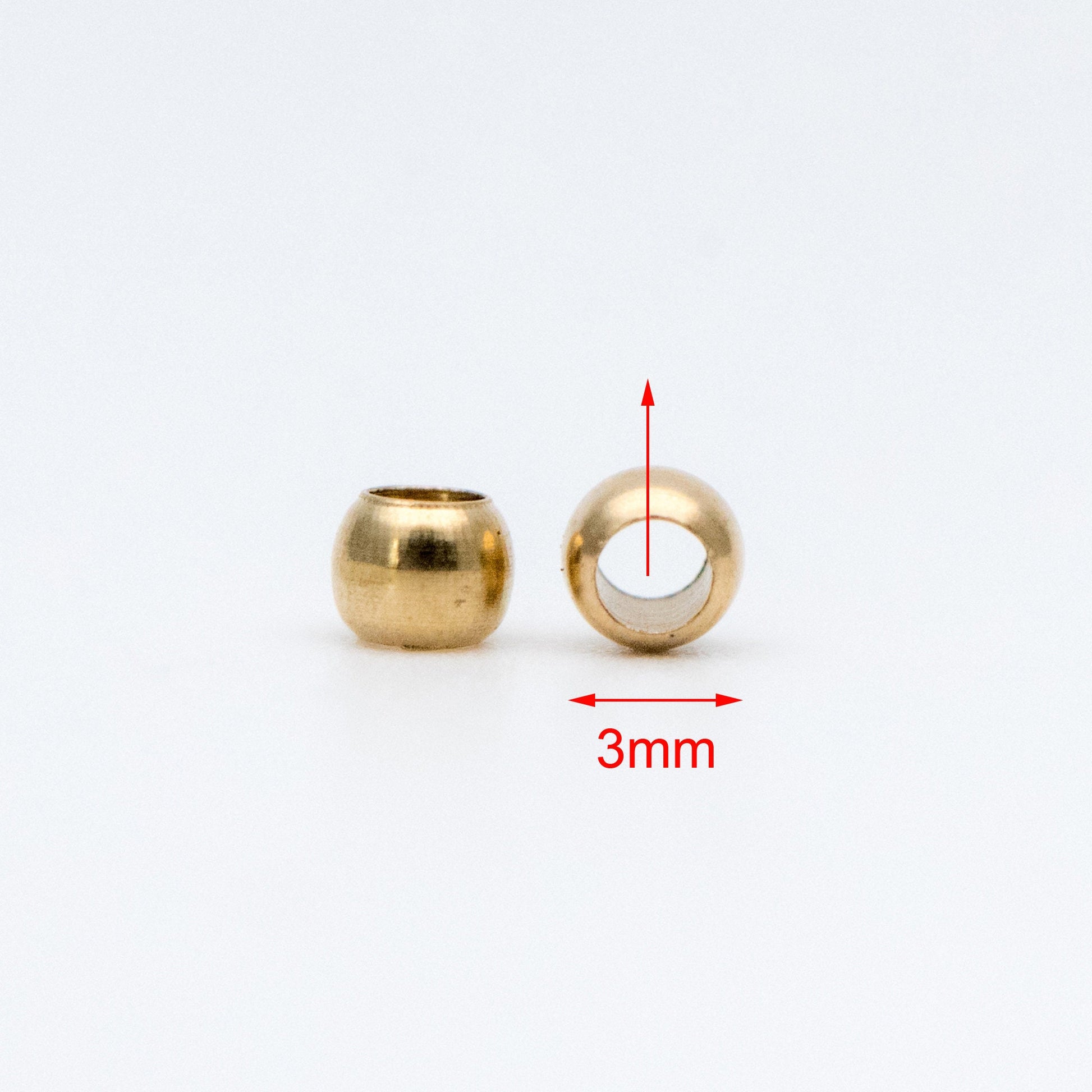 100pcs Raw Brass Round Spacer Beads, DIY Jewelry Findings Wholesale, 3/ 4/ 6mm (RB-180)