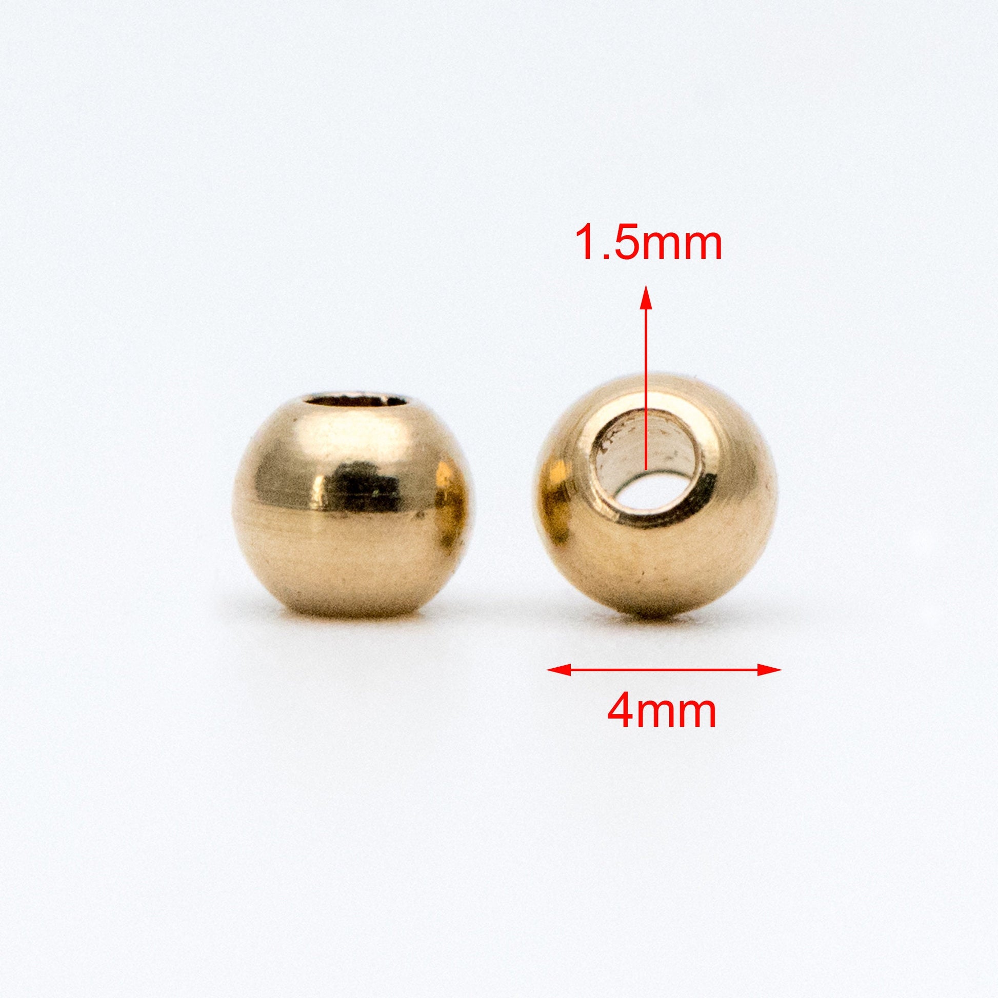 100pcs Raw Brass Round Spacer Beads, DIY Jewelry Findings Wholesale, 3/ 4/ 6mm (RB-180)