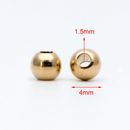 100pcs Raw Brass Round Spacer Beads, DIY Jewelry Findings Wholesale, 3/ 4/ 6mm (RB-180)