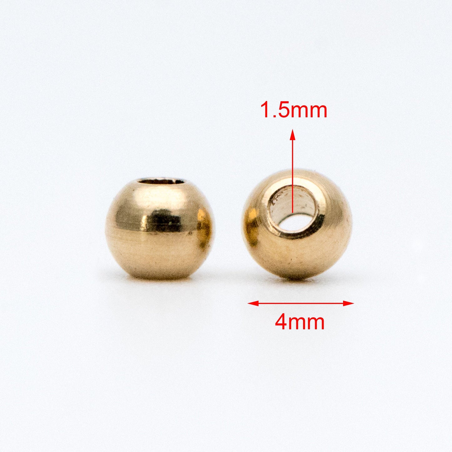100pcs Raw Brass Round Spacer Beads, DIY Jewelry Findings Wholesale, 3/ 4/ 6mm (RB-180)