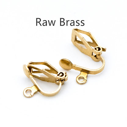 20pcs Raw Brass Clip-on Earrings, Adjustable Clip On Ear Wire, Brass Findings Wholesale (RB-175)
