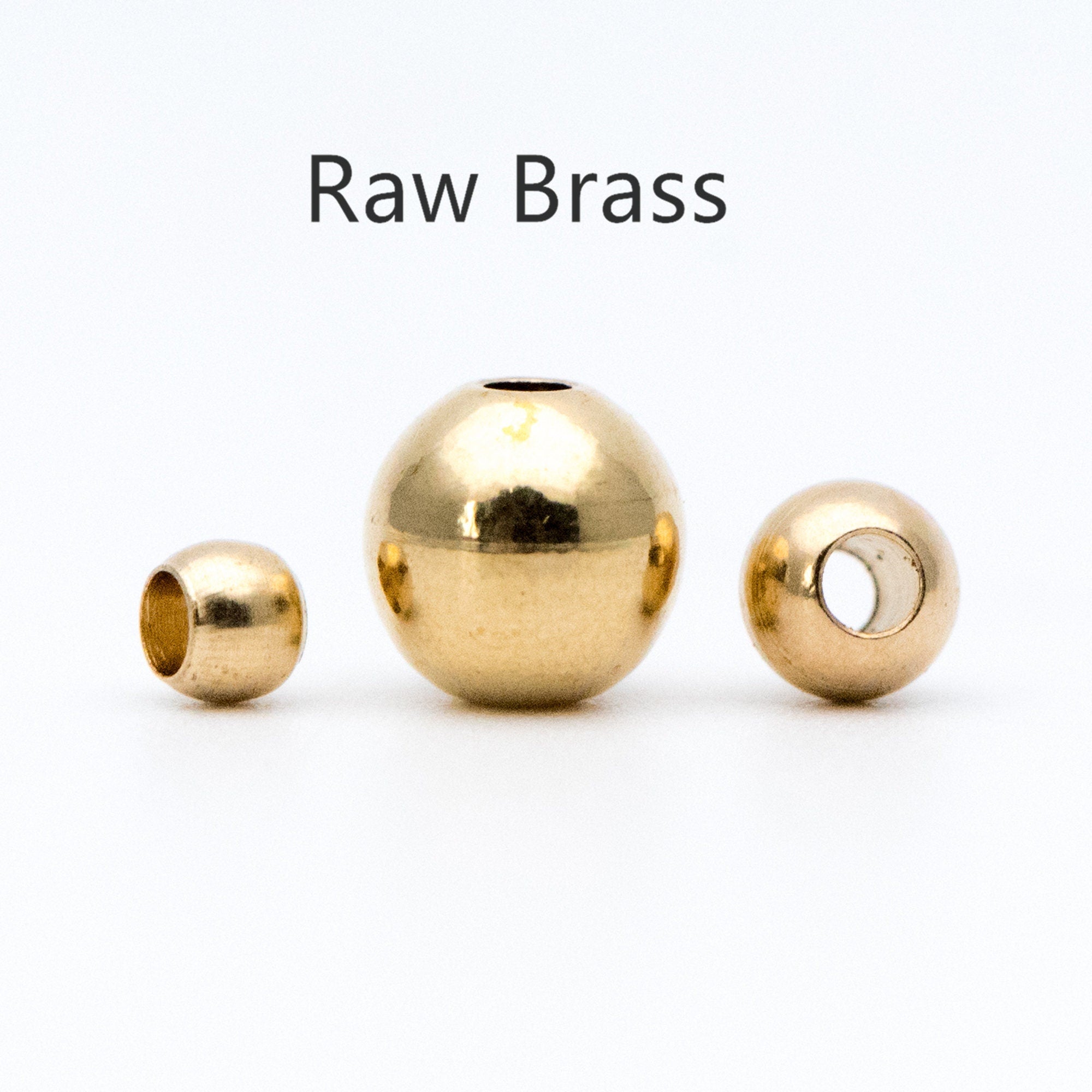 100pcs Raw Brass Round Spacer Beads, DIY Jewelry Findings Wholesale, 3/ 4/ 6mm (RB-180)