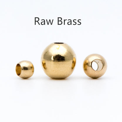 100pcs Raw Brass Round Spacer Beads, DIY Jewelry Findings Wholesale, 3/ 4/ 6mm (RB-180)