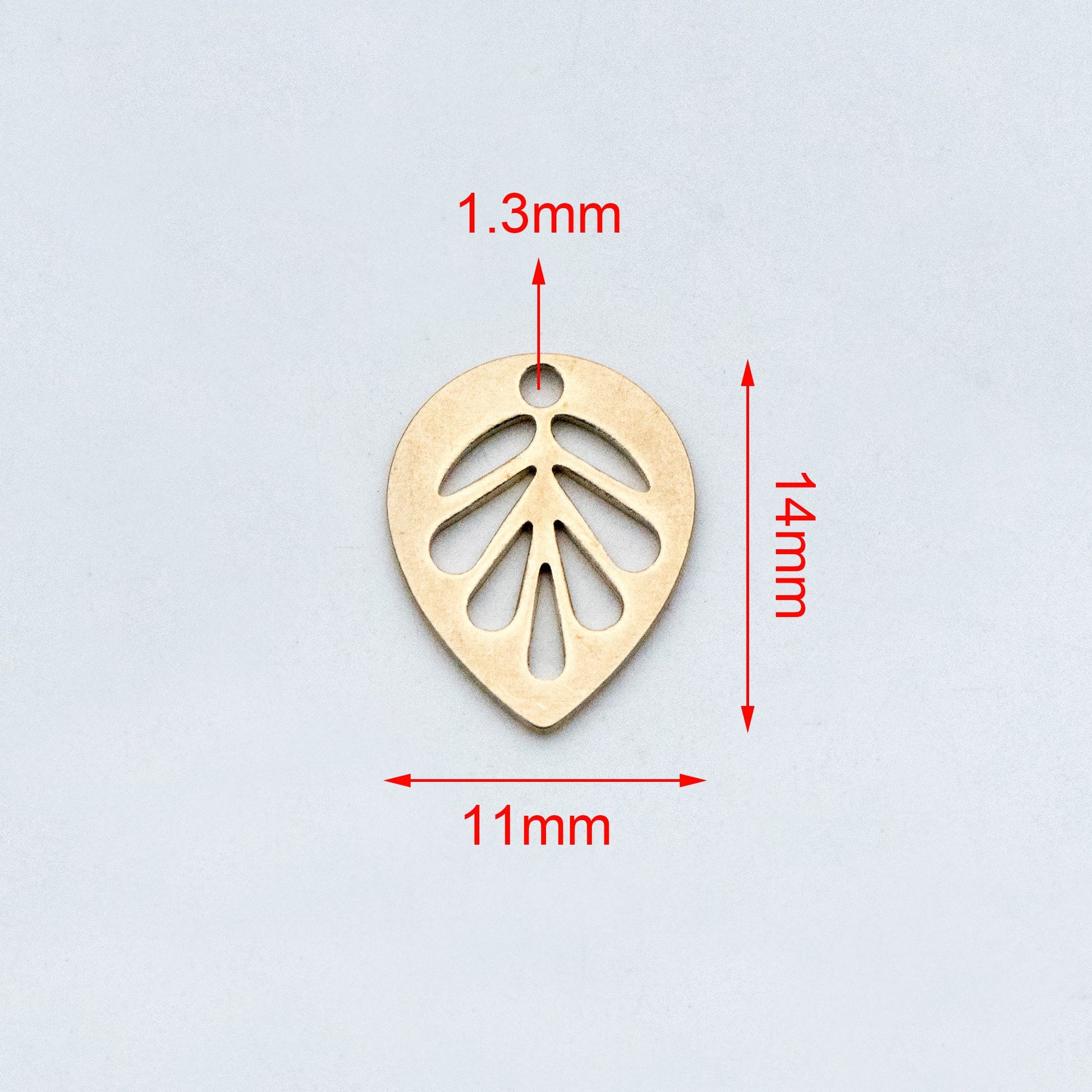 20pcs Raw Brass Leaf Charm Pendants 14mm/ 30mm, Brass Findings Wholesale (RB-159)