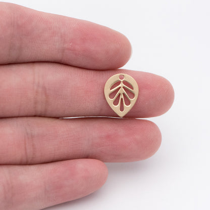 20pcs Raw Brass Leaf Charm Pendants 14mm/ 30mm, Brass Findings Wholesale (RB-159)