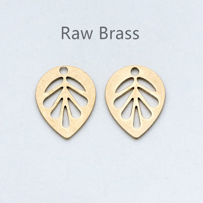 20pcs Raw Brass Leaf Charm Pendants 14mm/ 30mm, Brass Findings Wholesale (RB-159)