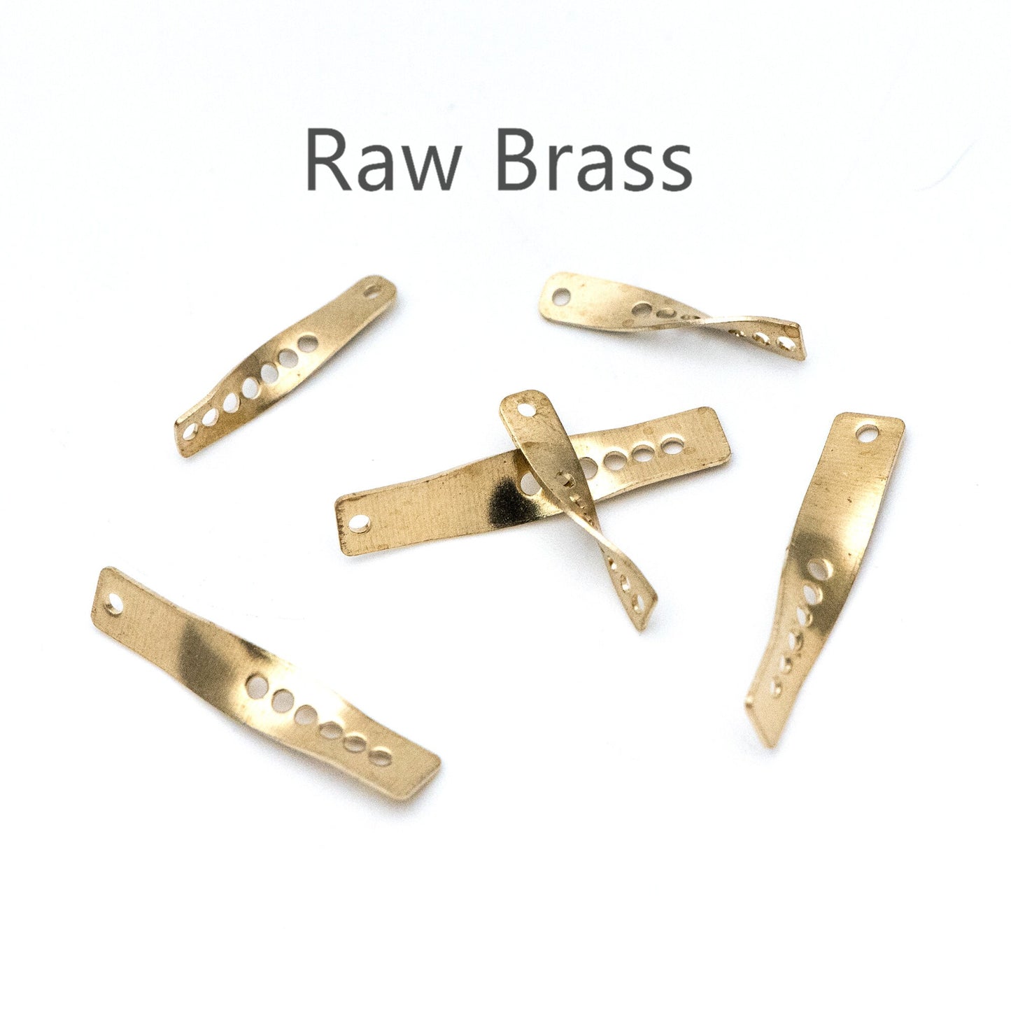 20pcs Raw Brass Link Pendants 19/ 27mm, Geometric Twisted Bar Charm Connectors (RB-122)