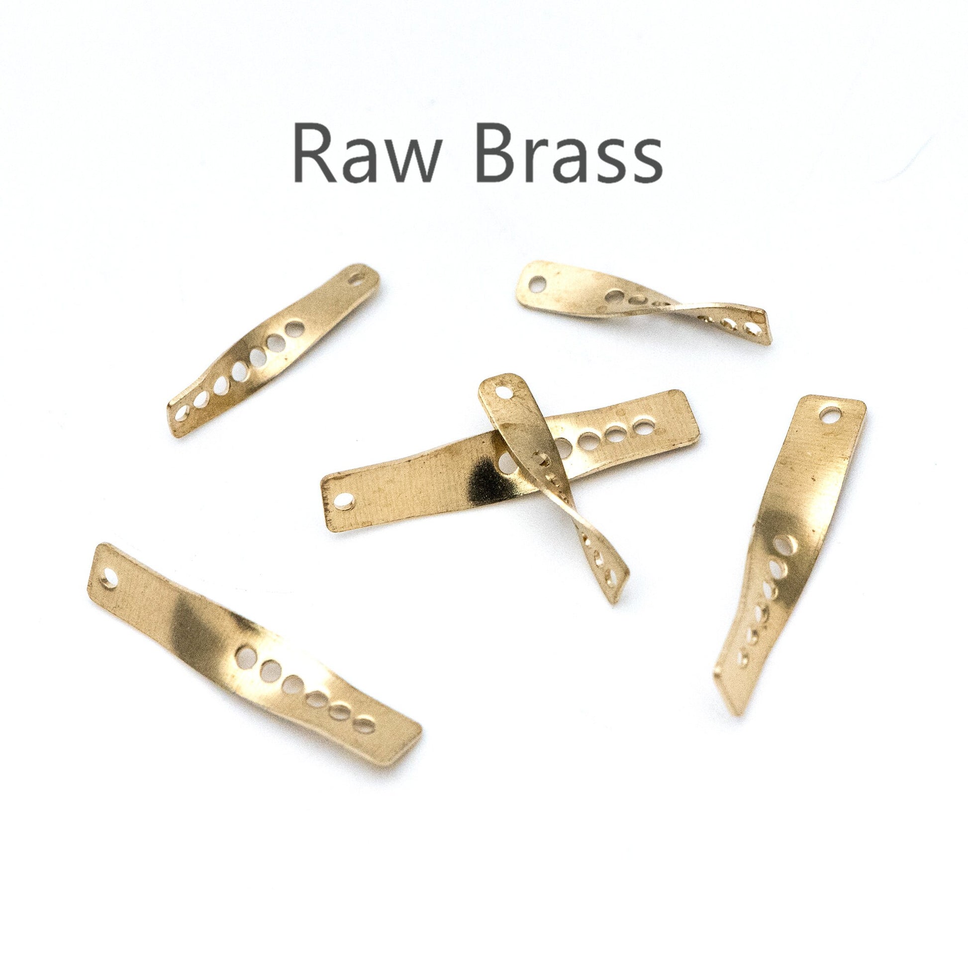 20pcs Raw Brass Link Pendants 19/ 27mm, Geometric Twisted Bar Charm Connectors (RB-122)