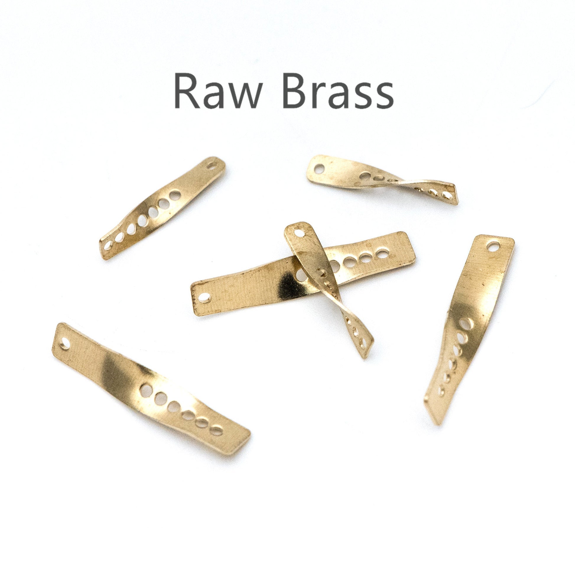 20pcs Raw Brass Link Pendants 19/ 27mm, Geometric Twisted Bar Charm Connectors (RB-122)