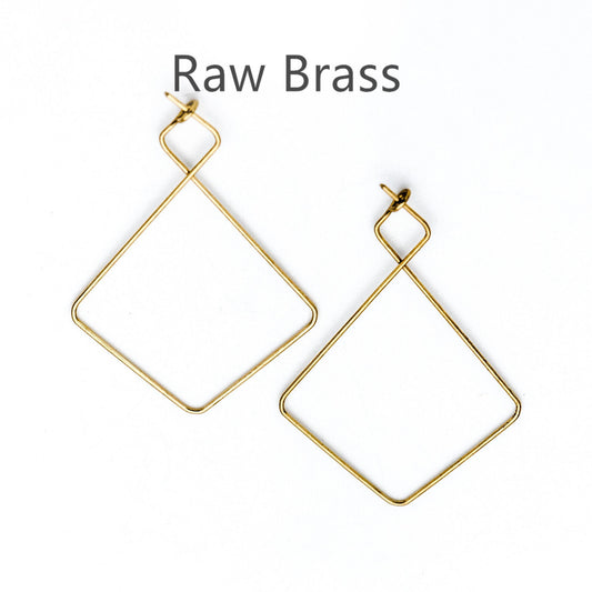 50pcs Raw Brass Threader Earrings 43x30mm, DIY Brass Ear Wire Wholesale (RB-165)