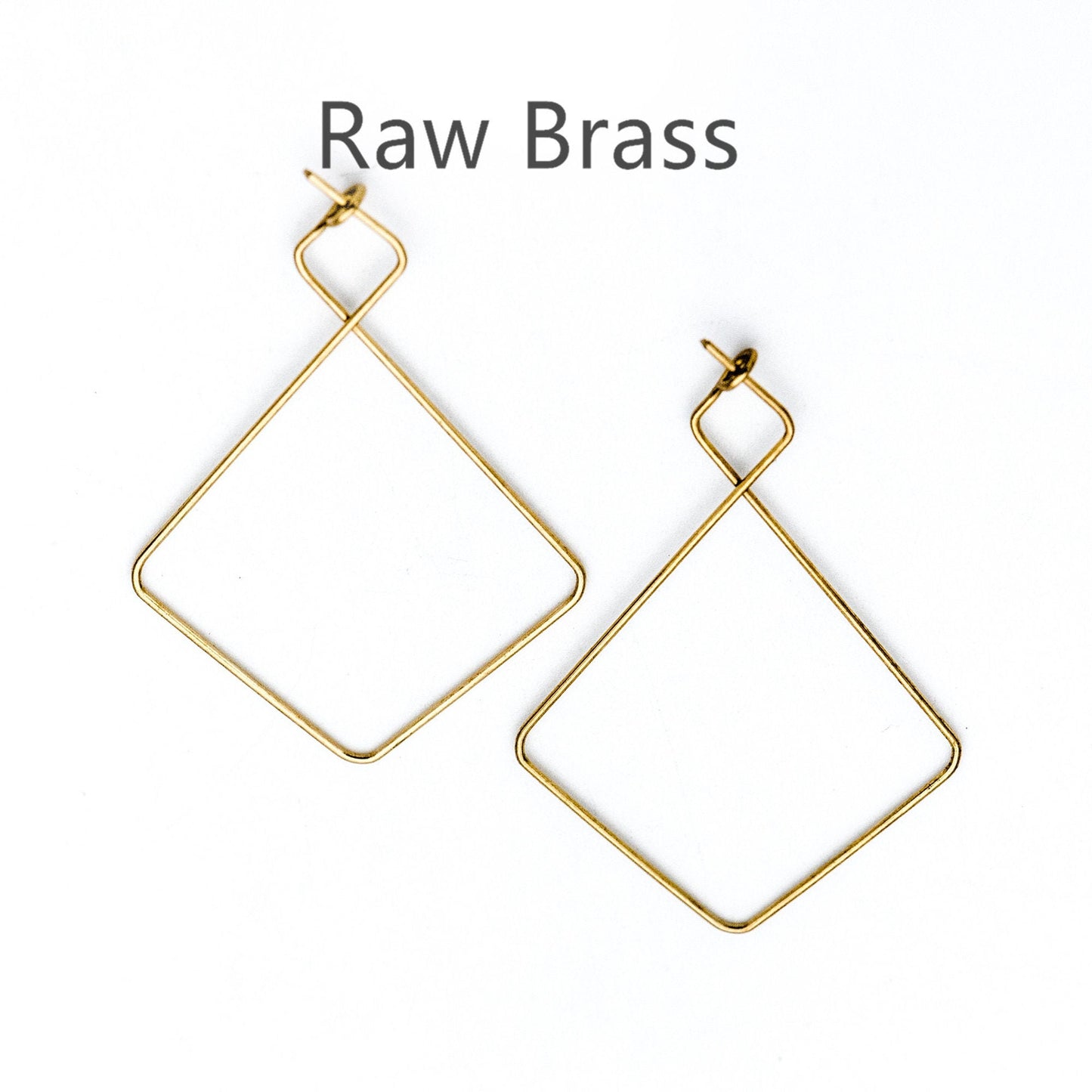 50pcs Raw Brass Threader Earrings 43x30mm, DIY Brass Ear Wire Wholesale (RB-165)