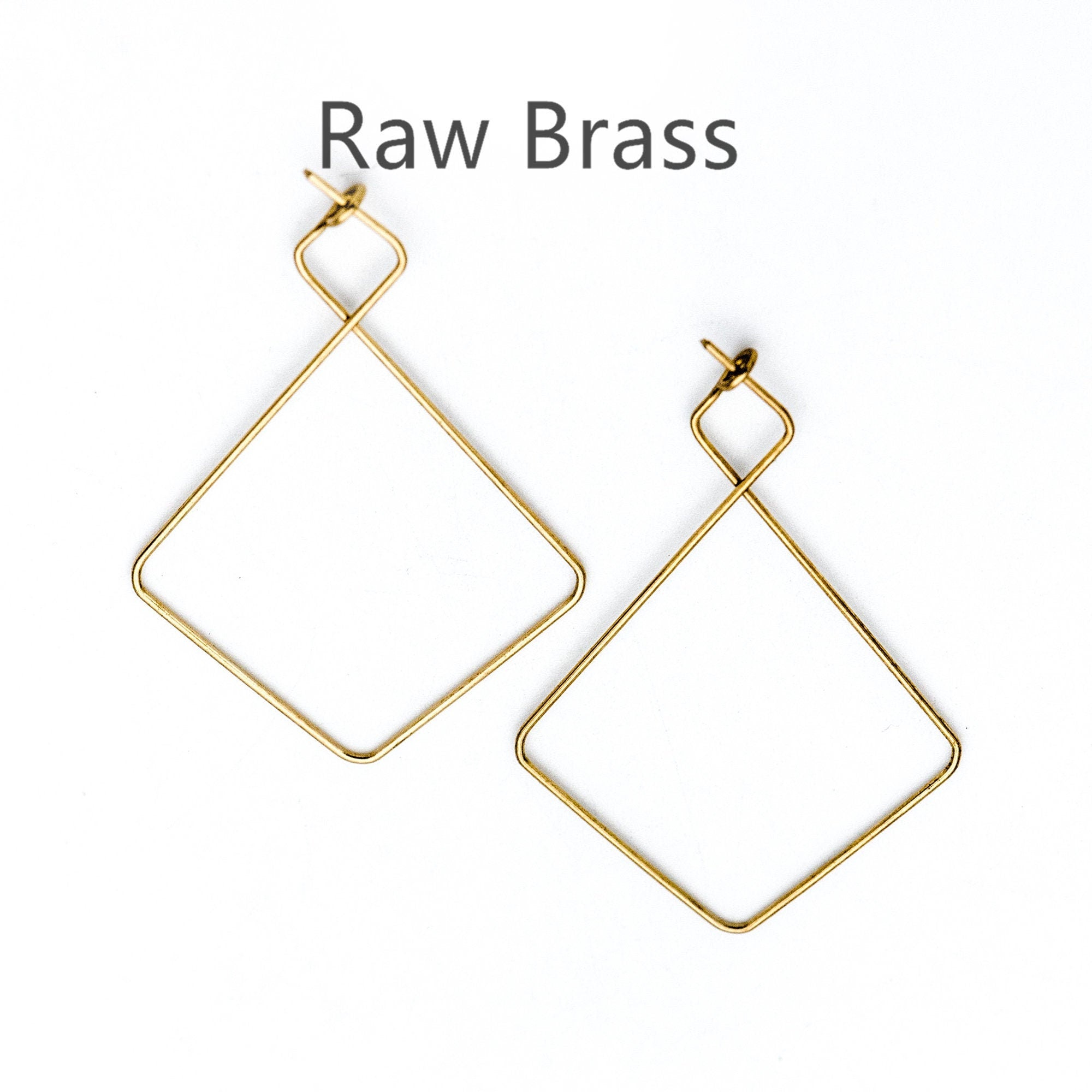 50pcs Raw Brass Threader Earrings 43x30mm, DIY Brass Ear Wire Wholesale (RB-165)