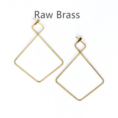 50pcs Raw Brass Threader Earrings 43x30mm, DIY Brass Ear Wire Wholesale (RB-165)