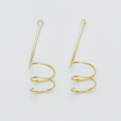 10pcs Gold plated Brass Wire Pendants 44x14mm, Earring Component Charms (GB-601)