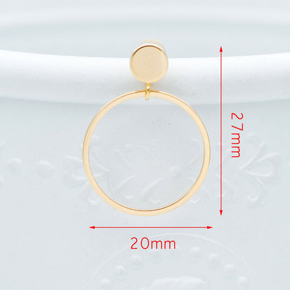 10pcs Gold/ Silver Tone Cricle Ear Posts 20x27mm, 18K Gold/ rhodium plated Brass Geometric Earring, Round Loop Stud Earrings (GB-608)