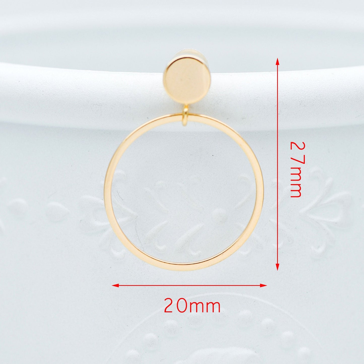10pcs Gold/ Silver Tone Cricle Ear Posts 20x27mm, 18K Gold/ rhodium plated Brass Geometric Earring, Round Loop Stud Earrings (GB-608)