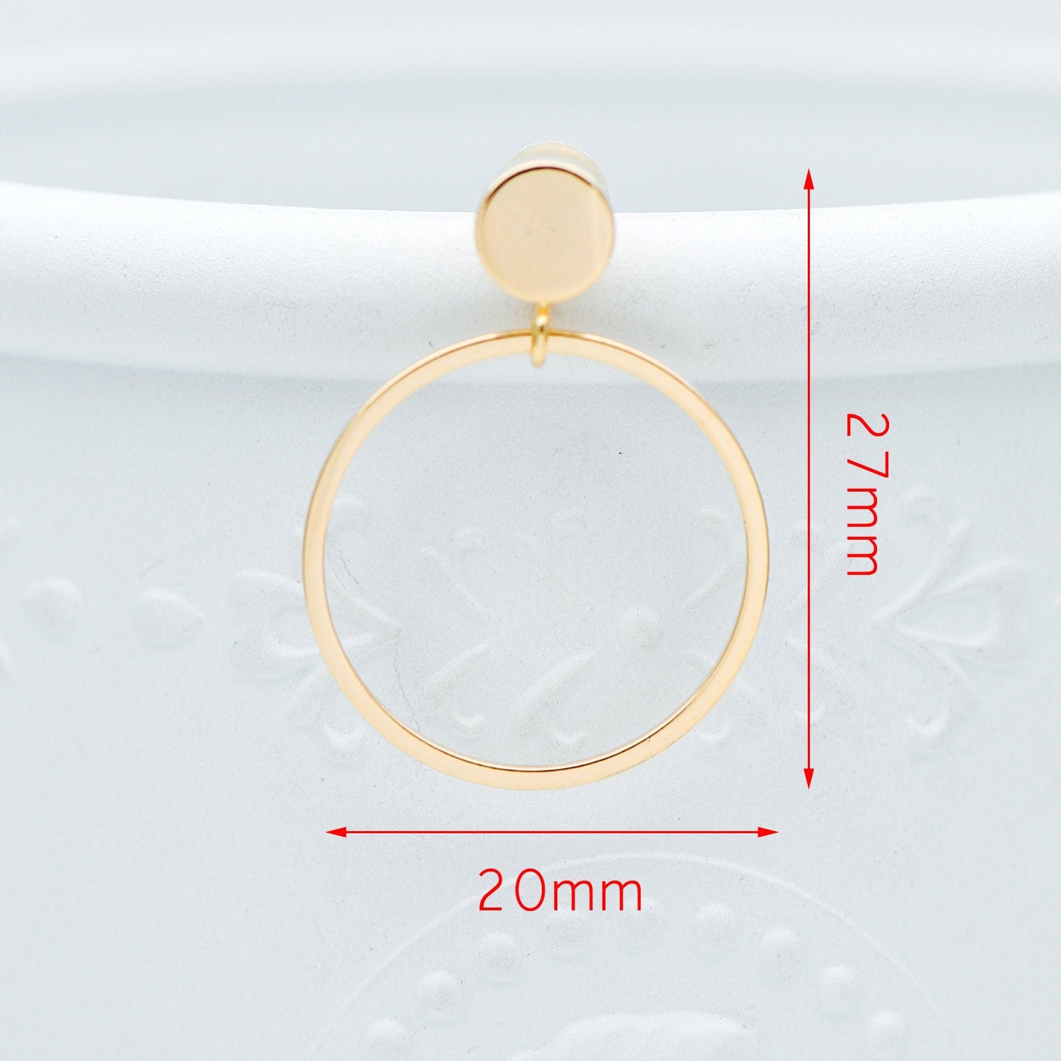 10pcs Gold/ Silver Tone Cricle Ear Posts 20x27mm, 18K Gold/ rhodium plated Brass Geometric Earring, Round Loop Stud Earrings (GB-608)