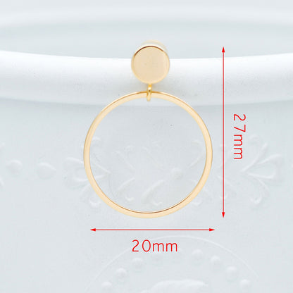10pcs Gold/ Silver Tone Cricle Ear Posts 20x27mm, 18K Gold/ rhodium plated Brass Geometric Earring, Round Loop Stud Earrings (GB-608)