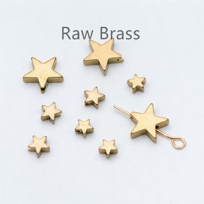20pcs Raw Brass Star Spacer Beads, 5/ 6/ 11mm Multi Size (RB-117)