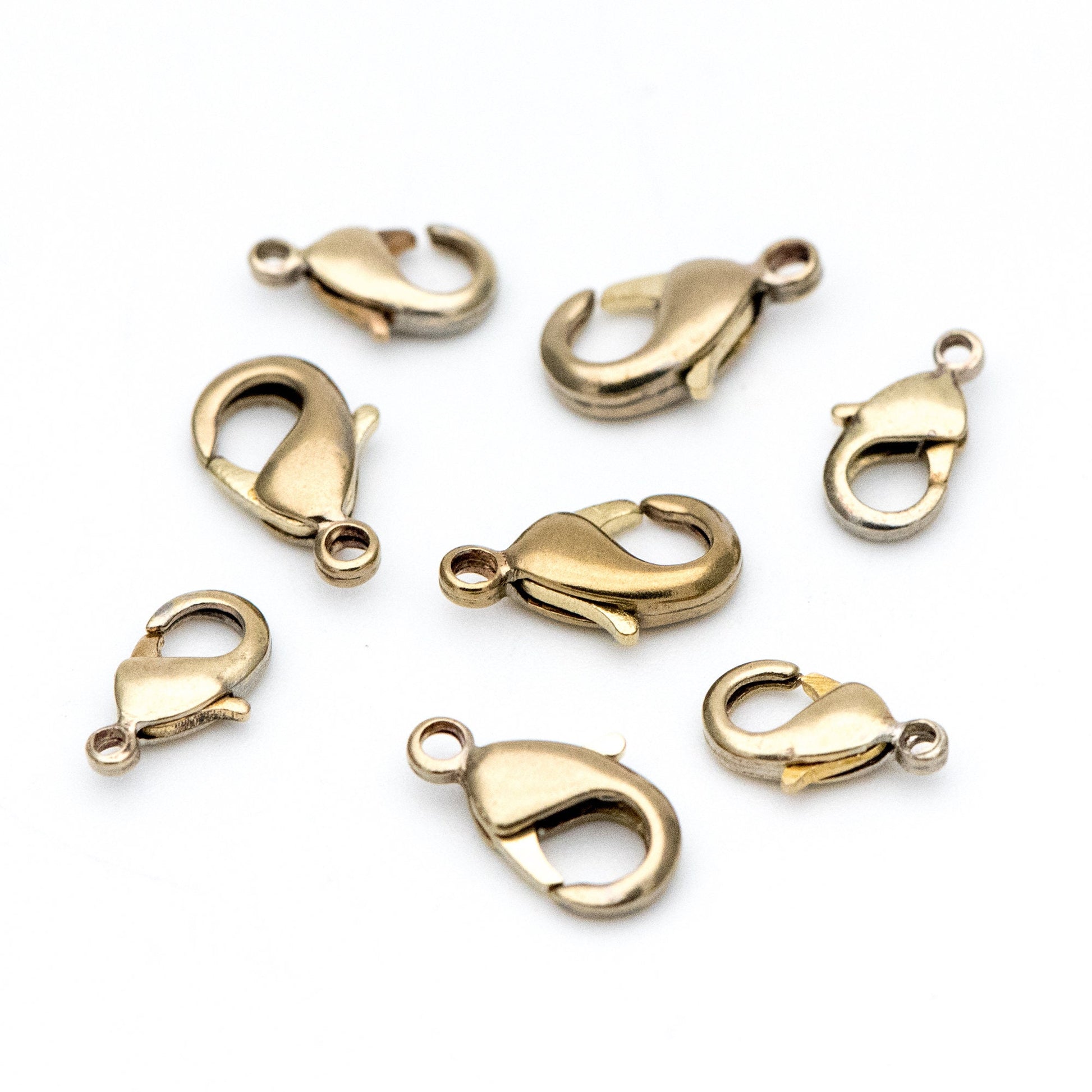 30pcs Raw Brass Lobster Clasps 10mm/ 12mm, DIY Jewelry Making Supplies Wholesale (RB-174)