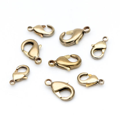 30pcs Raw Brass Lobster Clasps 10mm/ 12mm, DIY Jewelry Making Supplies Wholesale (RB-174)