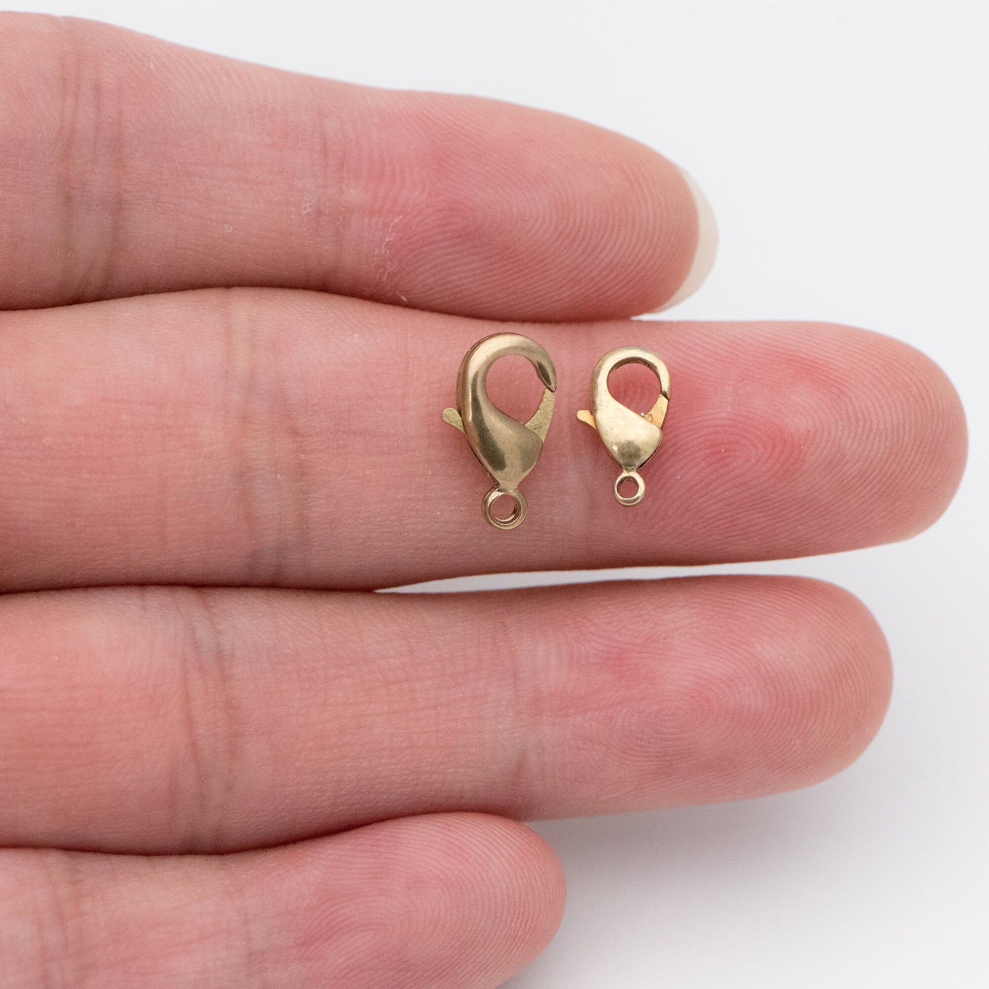 30pcs Raw Brass Lobster Clasps 10mm/ 12mm, DIY Jewelry Making Supplies Wholesale (RB-174)