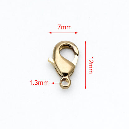 30pcs Raw Brass Lobster Clasps 10mm/ 12mm, DIY Jewelry Making Supplies Wholesale (RB-174)
