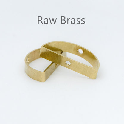 20pcs Raw Brass Semicircle Link Pendants 21x11mm, Geometric Half Moon Charms with 2 Holes (RB-151)