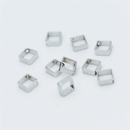 10pcs Gold/ Silver tone Square Link Charms 6mm, Gold/ Rhodium plated Brass, Geometric Hoop Connectors with 1 Hole (GB-616)